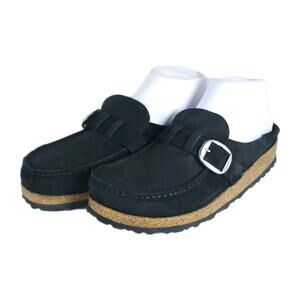 Birkenstock Women's Buckley EU38 US7N Black Suede Leather Slip On Clogs Shoes